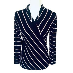 NWT - WHITE HOUSE BLACK MARKET Long Sleeve Striped Stretch Blouse - Size XS